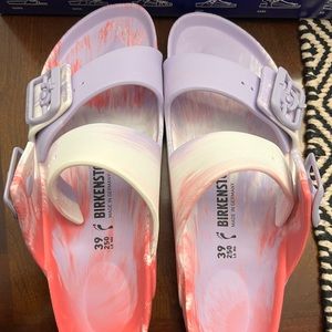 Birkenstock Women's Arizona Essentials EVA Sandals, Purple Pink Swirl, Size 8